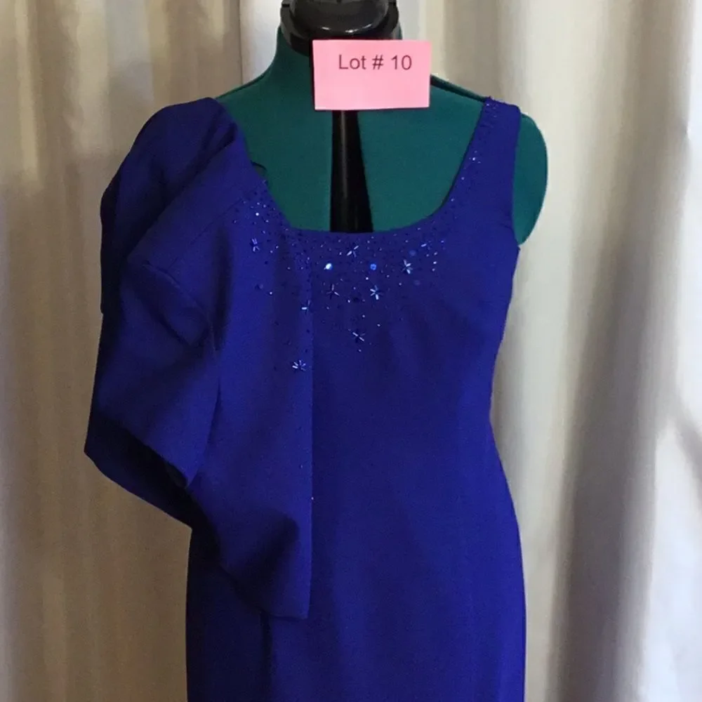 JR NITES a size 8 petite maxi dress with matching short beaded jacket